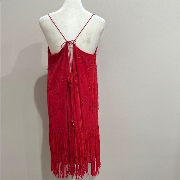 Crystal Clear Free People Red Fringe Sequin Dress Size XL - Picture 2 of 5
